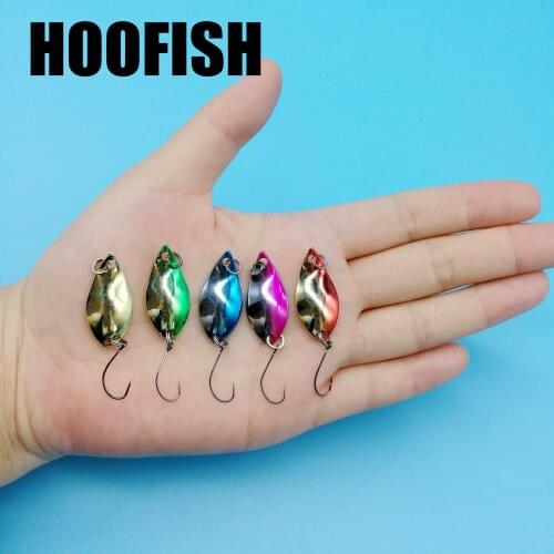 HOOFISH 10PCS/lot Metal Spoon Fishing Lure 2.5g Mix Colors Artificial Trout Lure with Single Hook Fishing Tackle