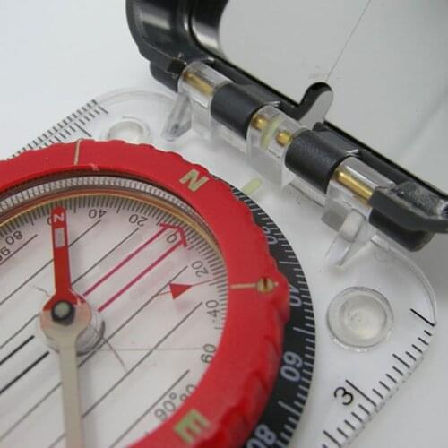 Sturdy Acrylic Ruler Magnifier Mirror Compass Lanyard Waterproof Pocket Size Outdoor Camping Hiking Portable Adventure Tool