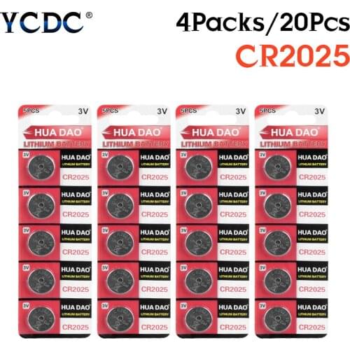 CR2025 20pcs / pack calculator button battery watch DL2025 BR2025 remote control 3V disposable lithium Cell Coin battery