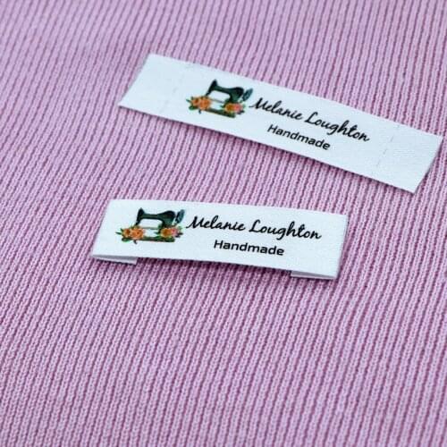Sewing labels / Custom brand labels, Clothing Labels, Sewing Machine, Fabric 100% cotton, Custom text (FR017)