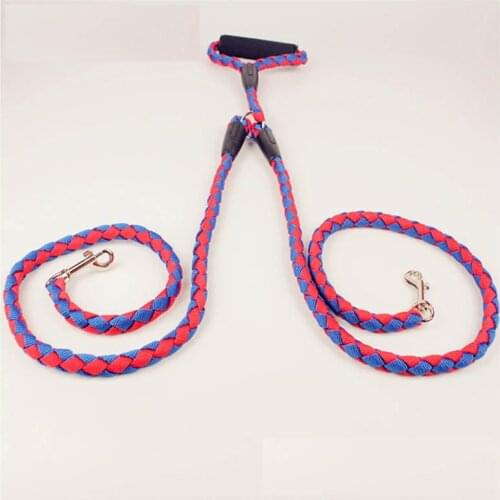 Hand Free Double Dog Leash Rope Coupler Two Way Braid Nylon Pet Dogs Walking Training Lead No Tangle Double Walk Pet Coupler