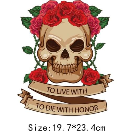Pulaqi Punk Skull Patch Iron On Transfers For Clothing Thermo Sticker For Clothes Diy Rock Iron On Clothing Stickers Patches
