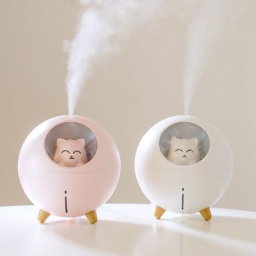 Lovely Pet Air Humidifier 220ml Planet Cat Ultrasonic Cool Mist Aroma Air Oil Diffuser Romantic Color LED Lamp USB Humidificador