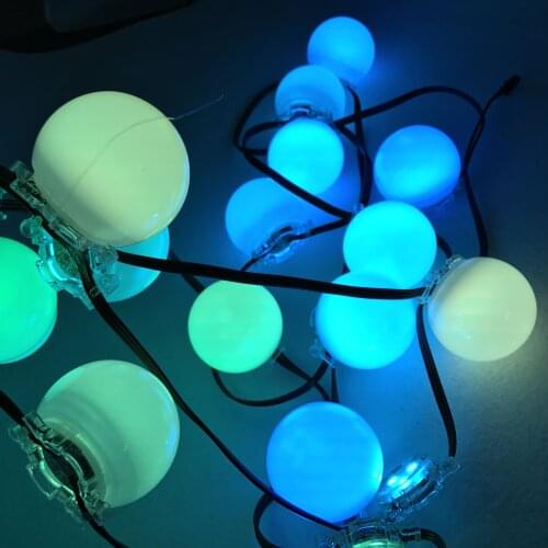 WS2818 DC12V addressable RGB full color pixel module;IP68 rated;50mm frosted cover;30mm base;3leds;0.72W;18AWG all black wire