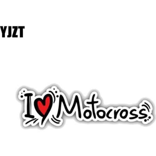 YJZT 15.2CM*4.4CM Funny I Love Motocross Decal PVC Car Sticker 11-00444