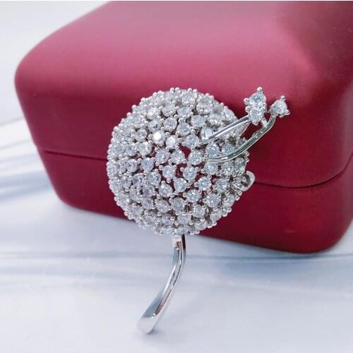 Buckle Pin Jewelry Brooches Dandelion Flower Brooch Pin Garment Accessory Fashion Bridal Dress Pins 3A CZ Micro Pave Bijoux