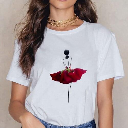 Summer 2020 Shirt The Girls Dress is Made Up of Real Roses Graphic Print T-shirts Vintage Kawaii Gym Vogue New T shirt Women