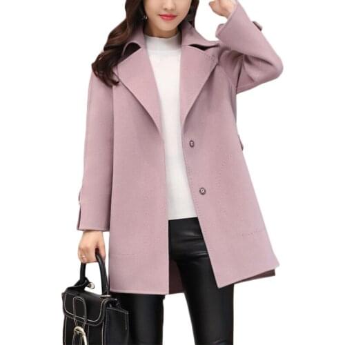 Woolen coat Women long Autumn winter new Korean Long sleeve Slim Woolen coats Womens Cardigan Casual outerwear Jacket Coats F235