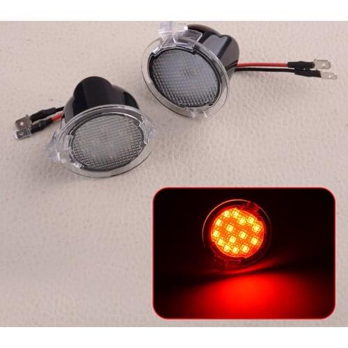 1 Pair Red LED Side Mirror Puddle Light Lamp 12V Fit For Ford Mondeo MK5 Mustang Edge Explorer Everest Taurus Fusion Gen 2 Range