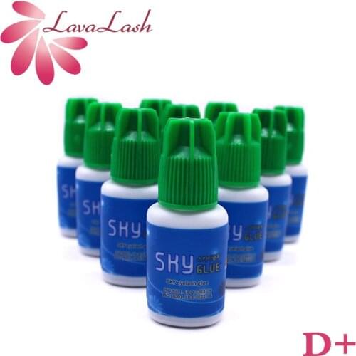 10 Bottles Sky Glue for Eyelash Extensions 2s Dry Time Fastest Korea Sky D+ Green Cap Makeup Shop Beauty Tools Low Stimulation