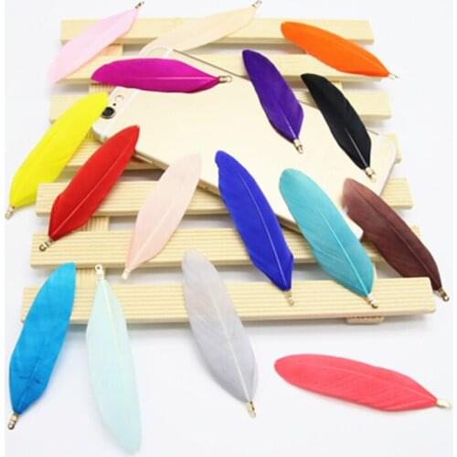 10pcs Natural Feathers With Metal Clips Earrings Bracelet Making Jewelry Finding DIY Craft Keychain Pendant Handmade Accessories