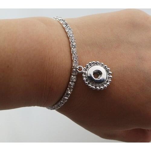 2PC Crystal Rhinestone Claw Chain Metal metal 12mm Snap Buttons Bracelet Jewelry High Quality Bling Interchangeable Snaps