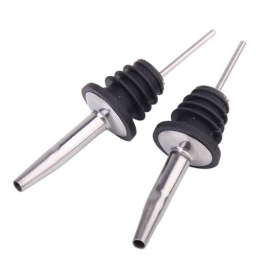 2pcs Stainless Steel Liquor Spirit Pourer with Rubber Stopper