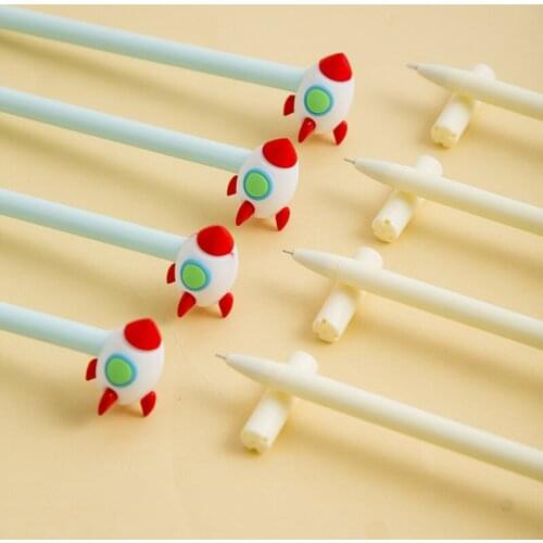 2pcs Space trip Rocket explorer pen ballpoint 0.5mm Cute UFO Black color gel ink ballpen kids gift Office School supplies F695