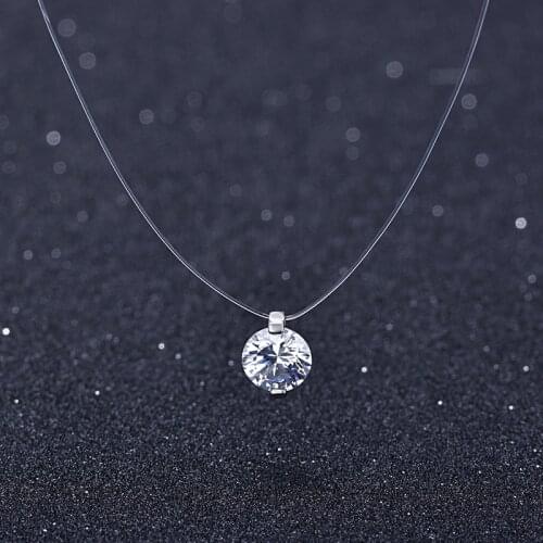 2021 Contracted Transparent Line Drops Female Stealth Zircon Mermaid Tears Fishbone Necklace Pendant Women Water Drop Choker