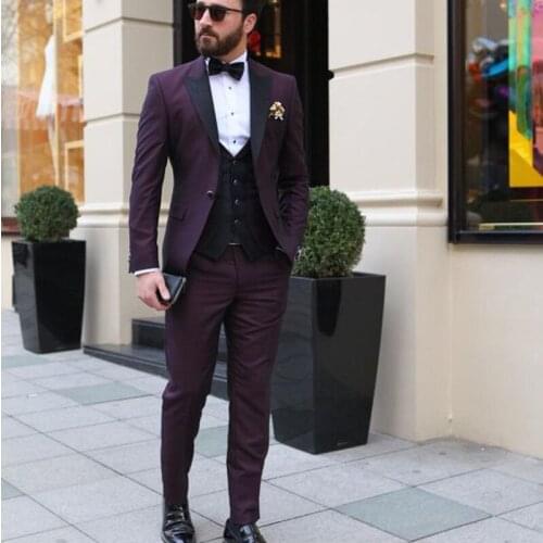 3 Pieces Wedding Suits For Men Groom Suits Groomsmen Suits Wedding Costume Mens Suit Jacket+Pants+Vest