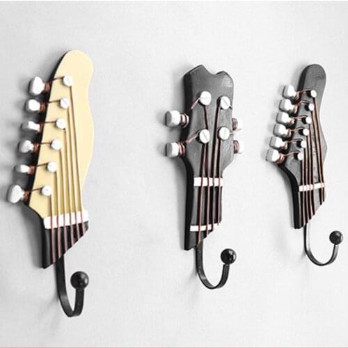 3PCS Creative Guitar Shape Wall Hooks Home Decoration Resin Hook Vintage Style Storage Rack Bedroom Door After 3D Hanger