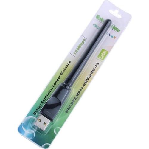 50pcs/lot 150Mbps Wireless Network Card Mini USB WiFi Adapter LAN Wi-Fi Receiver Dongle Antenna 802.11 b/g/n for PC Windows Mac