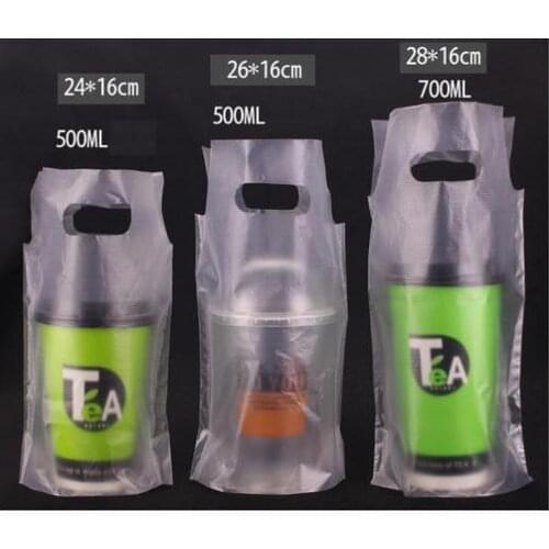 500pcs/lot- Capacity. 500ML-700ML 5 Silk Disposable Plastic Bags Milk Tea Coffee Cup Take-out Packaging Bags
