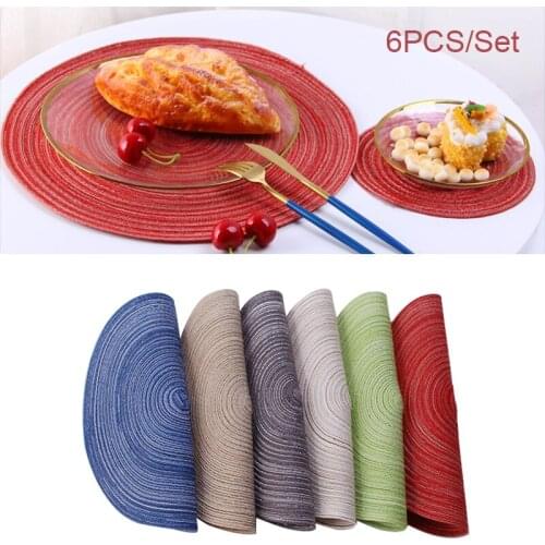 6PCS/Set Table Mat Cotton Solid Color Table Pad Placemat Non-slip Tableware for Dining Room Kitchen Home Decor