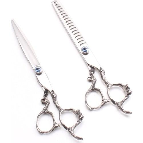 7" JP 440C Engraving Logo Professional Pet Scissors Cutting Shears Thinning Shears Grooming Scissors Cats Dog Scissors DIY C9006