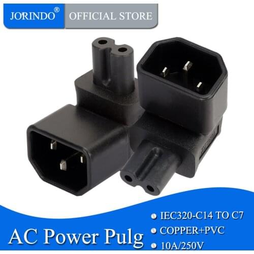 JORINDO IEC 320 C14 to IEC C7 right angle power adapter IEC male to 8 type female angle Computer server power conversion adapte