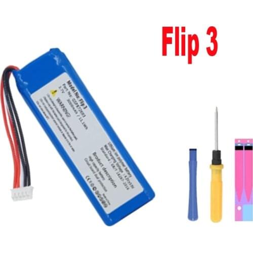 High capacity battery GSP872693 3.7v 3000mah battery for JBL Flip 3 Flip 3 GRAY GSP872693 P763098 03+USB cable+toolkit