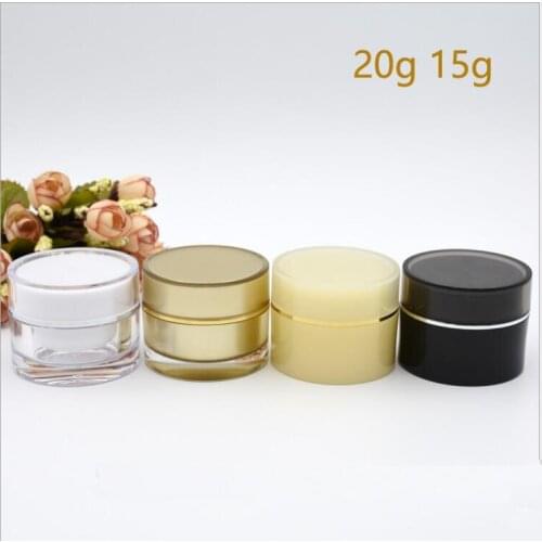 15G/20G Acrylic straight roud plastic jar pot tin bottle for eye cream/day night moisturizer/essence art nail sin care packing