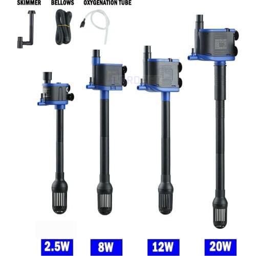 Aquarium Water Air Pump Filter Submersible Oil Film Remover Protein Surface Skimmer 4 In 1 Low Power Consumption Fish Tank