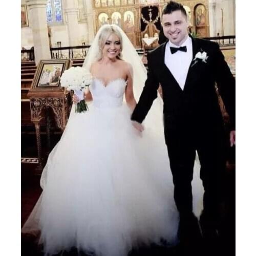 Angelsbridep Sweetheart Ball Gown Wedding Dresses 2021 Robe De Mariee Charming Appliques Tulle Floor-Length Formal Bride Dress