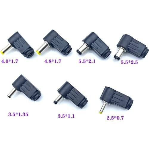 Free shipping5.5x2.5 5.5x2.1 4.8x1.7 4.0x1.7 3.5x1.35 3.5x1.1 2.5x0.7 mm Male DC Power Plug Connector Angle 90 degree L Shaped