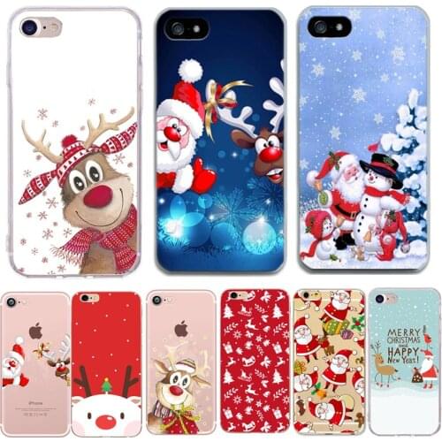 Merry Christmas Cases For Iphone xs max xr 6s 6 7 8 plus Case Santa Silicone For iphone se 5s 5 Cover Deer Snow Capas