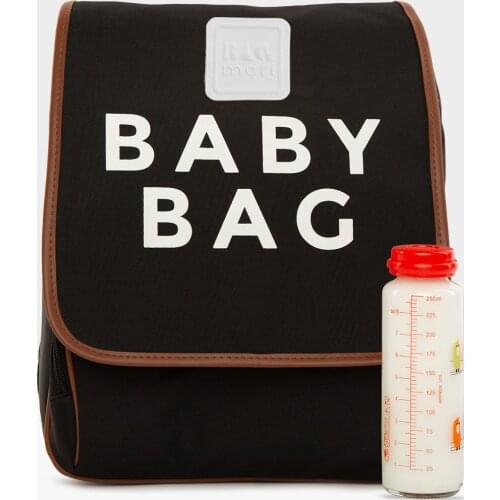 DEKOMELY Black Baby Bag Printed Flap Backpack