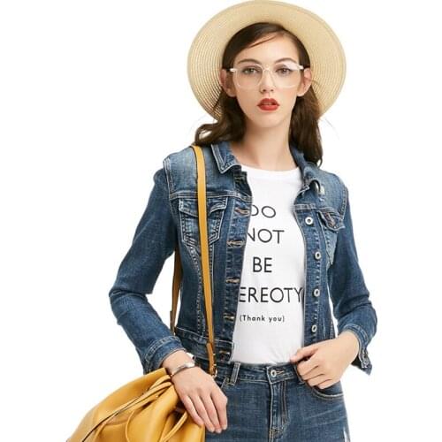 Denim Crop Short Jeans Jacket Girls Women Slim Cotton Blue Casual Basic Autumn Spring Jeans Jacket Women Summer Female Coats