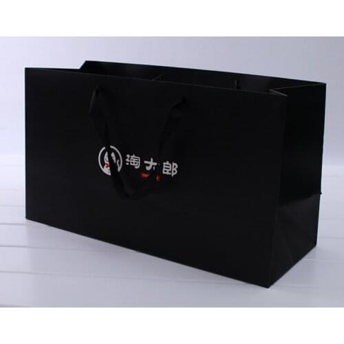 Factory cheap high quality luxury shopping packaging custom matte black boutique retail paper gift bag suppliers --XP2134
