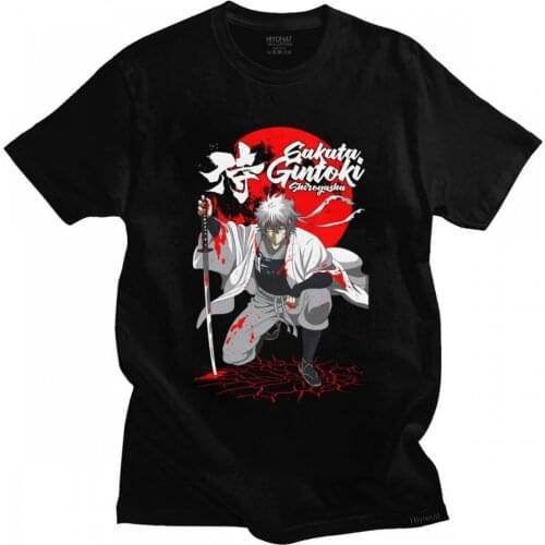 Unique Samurai Gintoki Sakata T-Shirt Men Short Sleeves Cotton Tshirt Casual Gintama Tee Tops Anime Manga T Shirt Clothes Merch