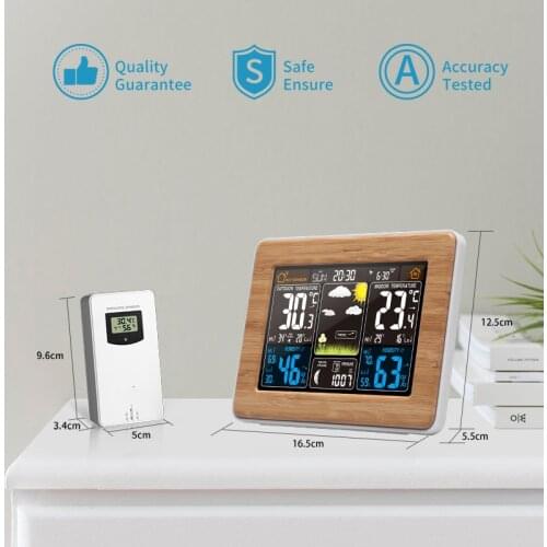 K-STAR Weather Clock Color Screen Weather Forecast Clock Radio Wave Clock Multifunctional Electronic Alarm Clock Wireless