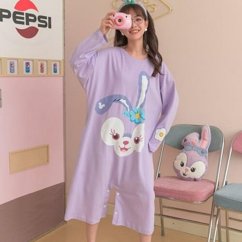Kawaii Women Pajamas Onesies Autumn Witner 100% Cotton Onesie Pajamas Ladies Long Sleeve Jumpsuit Female Cute Sleepwear Disney