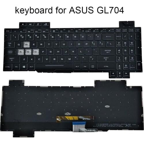 US RGB backlit keyboard for ASUS Strix Scar GL704 GL704GV GL704GM GL704GW English keyboards crystal keycaps New 0KNR0 661GUS00