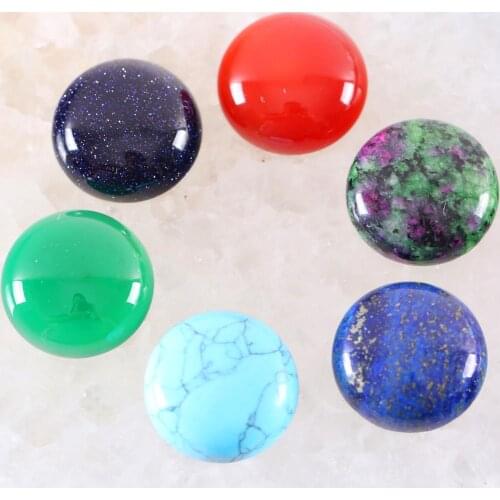 5Pcs/Lot 20MM Round Cabochon Stone For Jewelry Making No Hole Flat Back Cabochon Cab Bead Gem Crystal Howlite Pendant Stone Bead