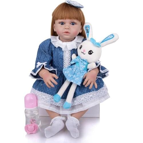 KEIUMI 23 Inch Reborn Baby Doll Full Silicone Body Realistic Long Hair Lovely Princess Toddler Baby Doll For Kids Birthday Gift
