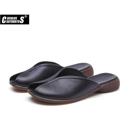 Cuculus Summer Genuine Leather Slippers Beach Flip Flops Sandals outdoor Slipper Women Casual Flat Shoes Non-slip Slippers