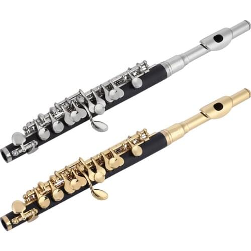 Piccolo Half-size Flute C Key Piccolo with Cleaning Cloth Cleaning Stick Screwdriver Padded Bag