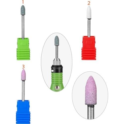 Meisha 2Pcs Ceramic Stone Nail Drill Bit Milling Cutter Clean Manicure Electric Nail Milling Cutter for Manicure Pedicure HF0007