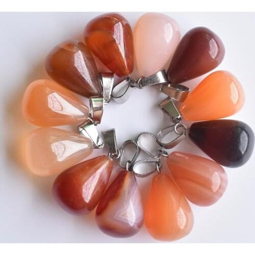 2020 Fashion hot sale good quality natural red onyx drop charms pendants fit jewelry making 24pcs/lot Wholesale free shipping