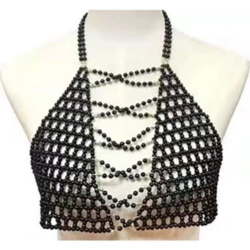 Fashion Fine Jewelry Pearl Bra Vest Set Handmade Bead Body Chain Neckle Sexy Shoulder Chain for Women Accessories