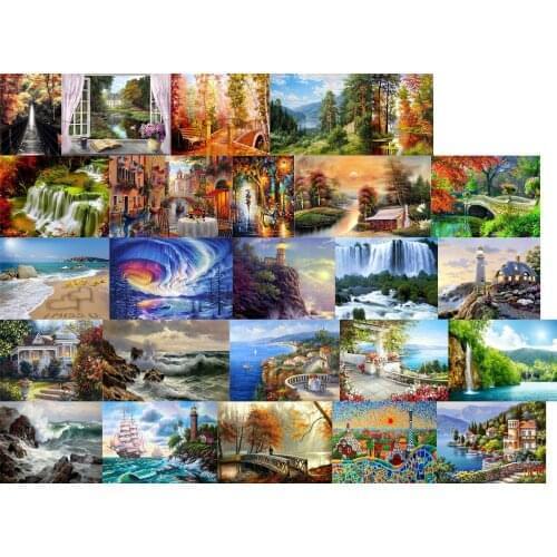 Landscape sailing lighthouse cross stitch kit people 18ct 14ct 11ct count canvas stitches embroidery DIY handmade needlework