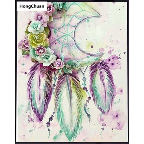 Feather Wind Chime Mural 5D DIY Full Square/Round Diamond Painting Diamond Embroidery Diamond Cross Stitch Home Decoration Gift