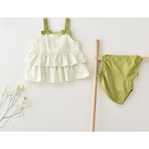 2021 new Korean childrens clothing girls spring and summer baby suit cute sling skirt