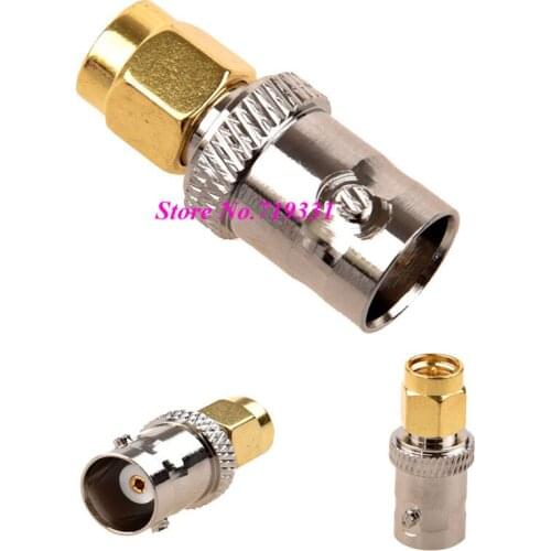 New Gold Tone Metal SMA Male to Silver Tone BNC Female Connector Adapter TP 10pcs